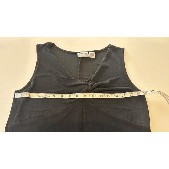 Chico's Travelers Deep V-Neck Fit and Flare Sleeveless Midi Dress, Black SZ 2(M) - Picture 4 of 6